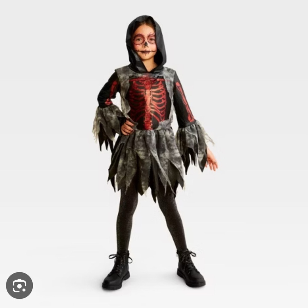 Hyde & Eek red glitter Skelton costume NEW NWT size 7/8 Small girls hooded tulle